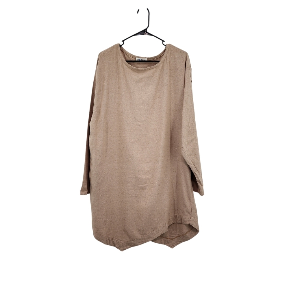 Noblu Women's Long Sleeves Tunic Top Lagenlook Tan